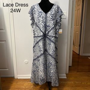 Blue and white lace dress